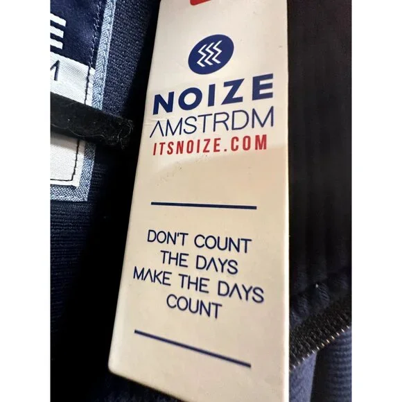 Noize Mens Navy Ribbed Full-Zip Jacket With Stand Collar & Button Pockets Size M - Picture 8 of 10